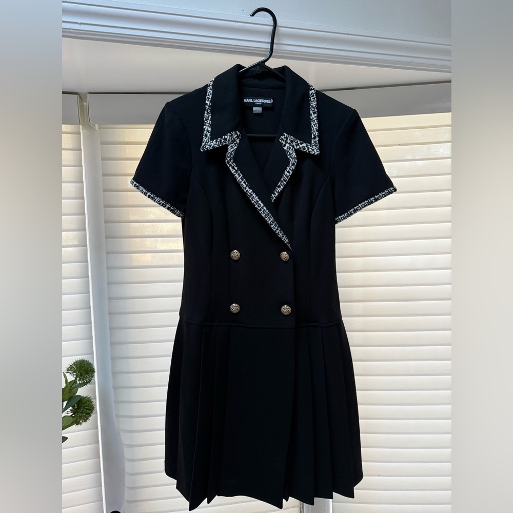 Karl Lagerfeld Black Dress with White Trim